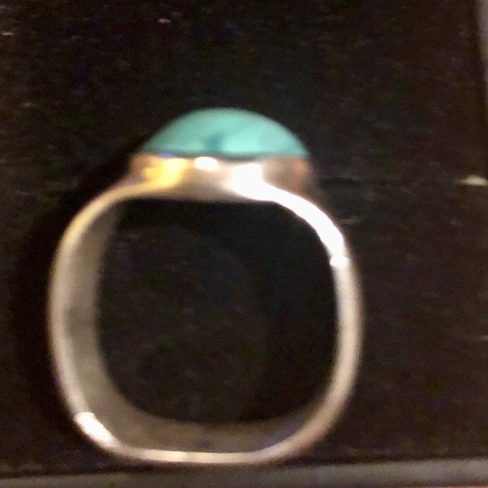 Sterling Silver Square Ring With Round Turquoise - image 2